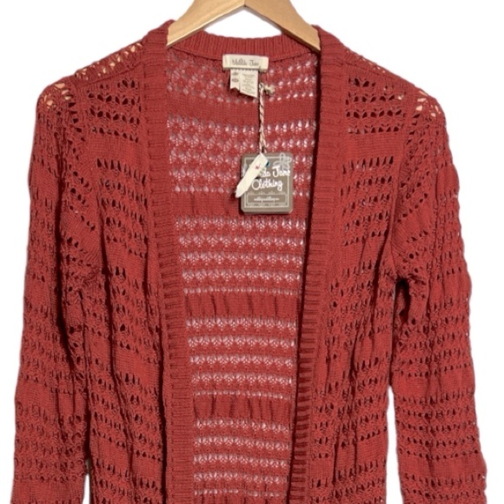 NWT Matilda Jane Crochet Long Cardigan Henna Size Medium - Picture 6 of 9